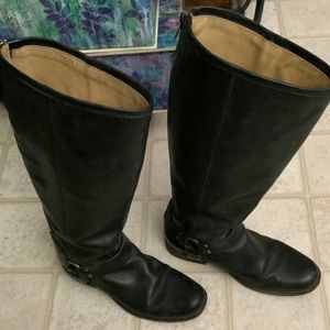 Frye Phillip Harness Boots, Black, Size 8.5